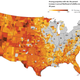 A map displaying the U.S. with states like Montana, California, Oregon, Montana, and Texas will see a percent increase in the annual likelihood of wildfires.